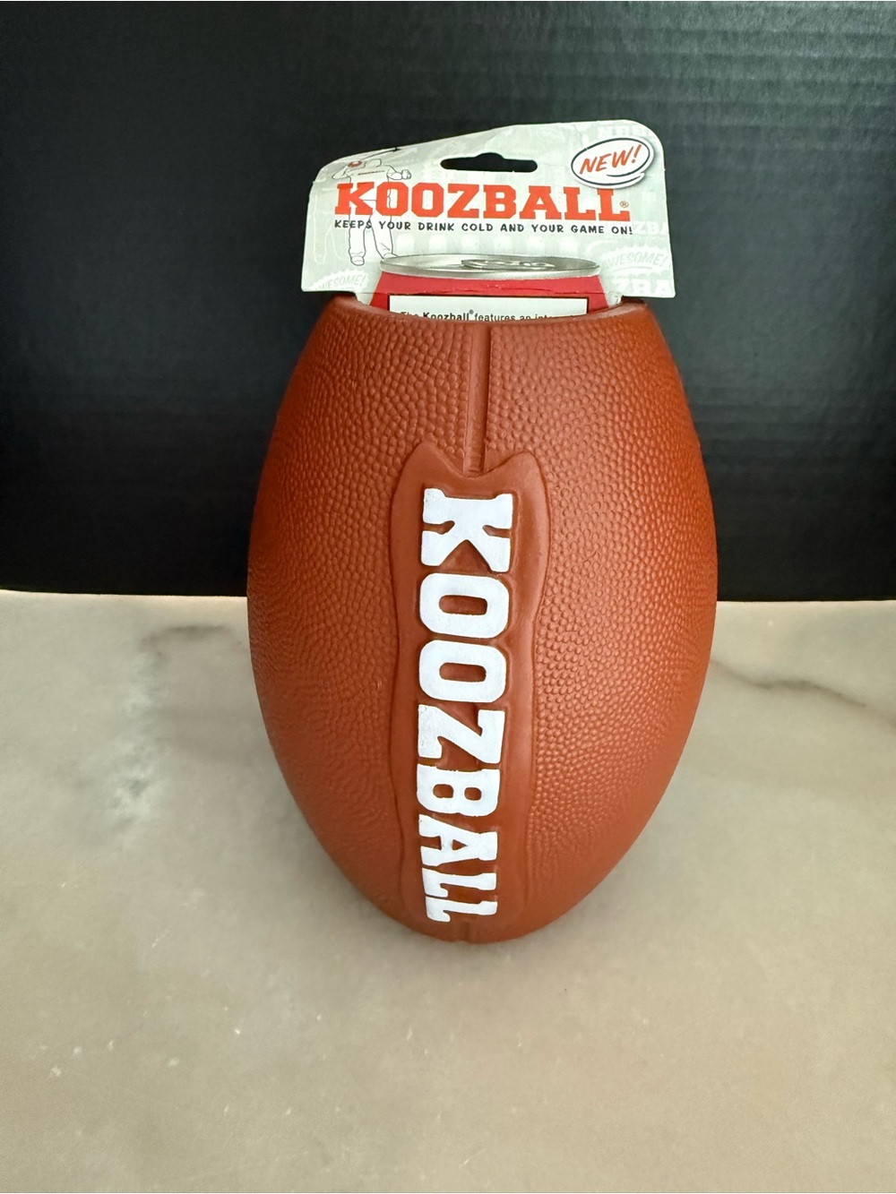 Genuine Official "Koozball" Football Can Cooler Koozie, Brown, 7.5" Tall, NEW